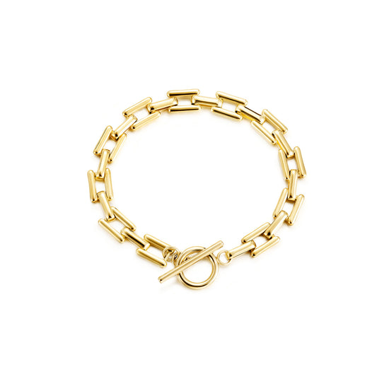14k Gold Lock Square Bracelet