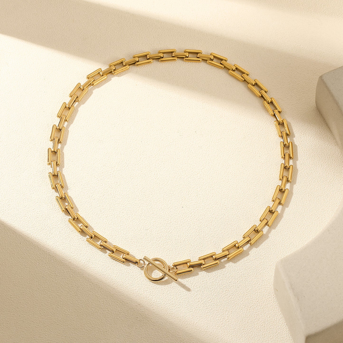 14k Gold Lock Square Necklace