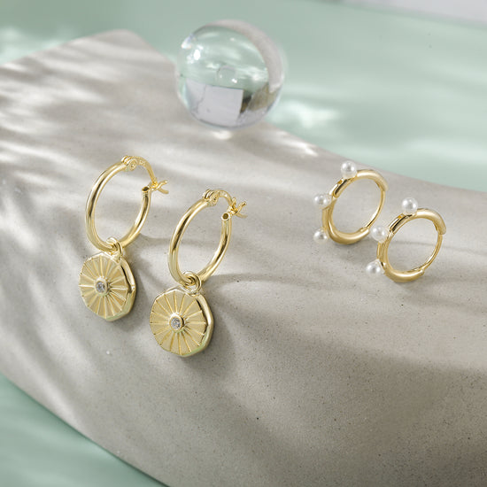 Pearl Sunburst Earrings Set
