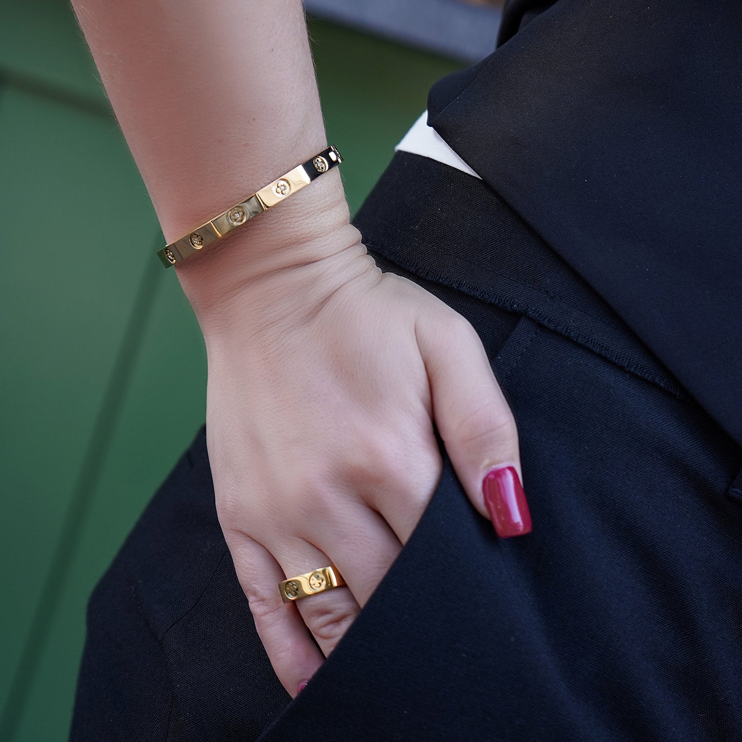 Edgy Floral Cut Bangle Bracelet