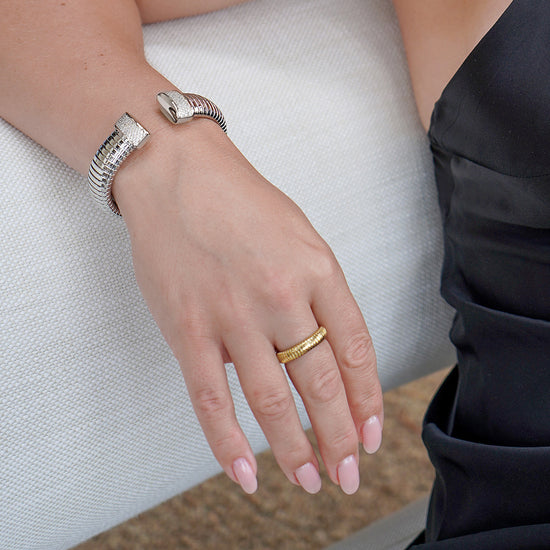 White Statement Snake Coil Cuff-14mm