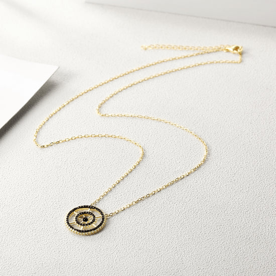 Sterling Silver Wheel Obisdian Necklace - SSN168GCBKZD