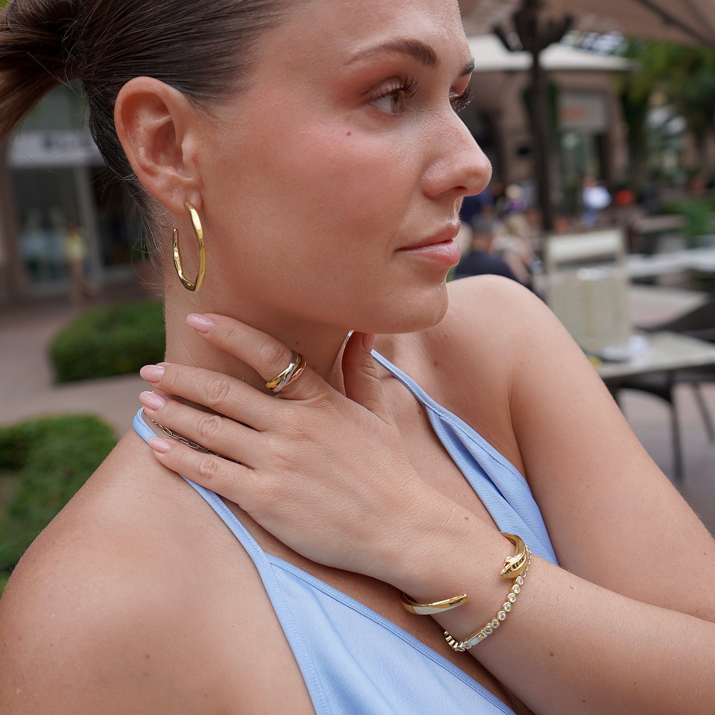 Gold Wave Hoop Earrings