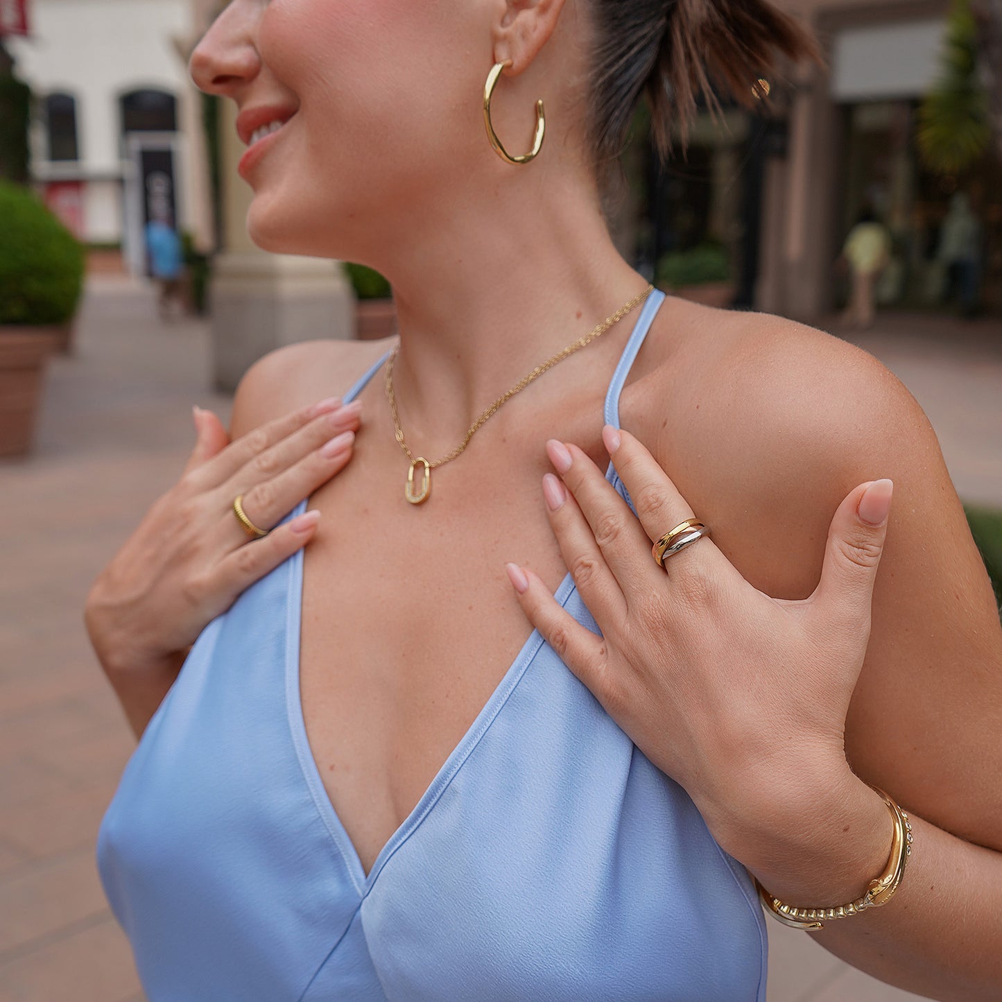 Gold Wave Hoop Earrings