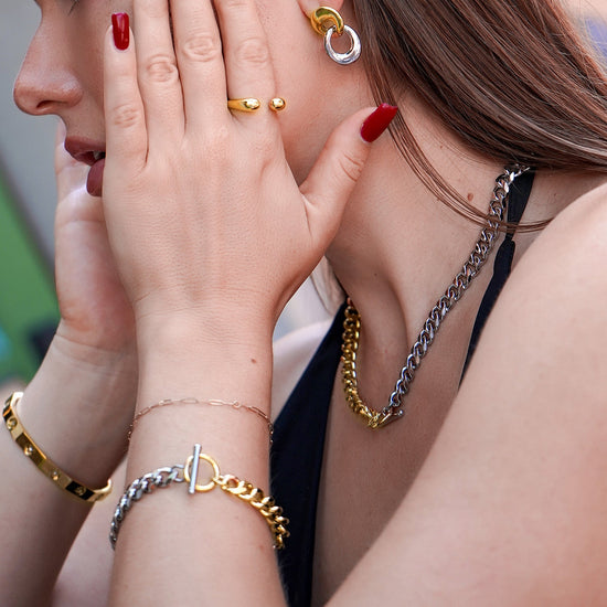 Two Tone Circle Earrings