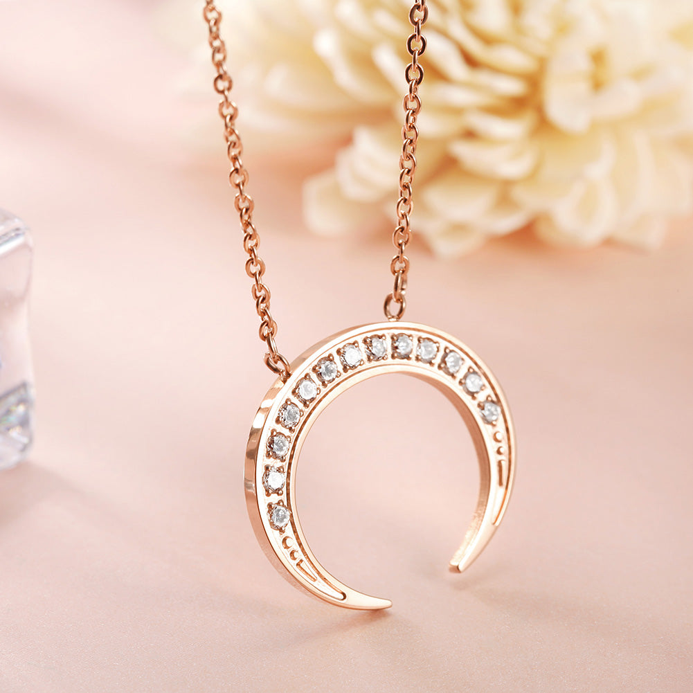 Moon Full Diamond Necklace-NSSN639ST