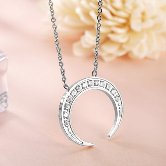 Moon Full Diamond Necklace-NSSN639ST