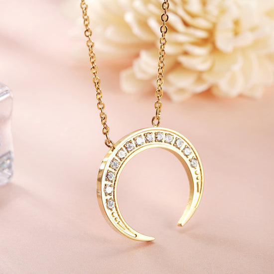 Moon Full Diamond Necklace-NSSN639ST