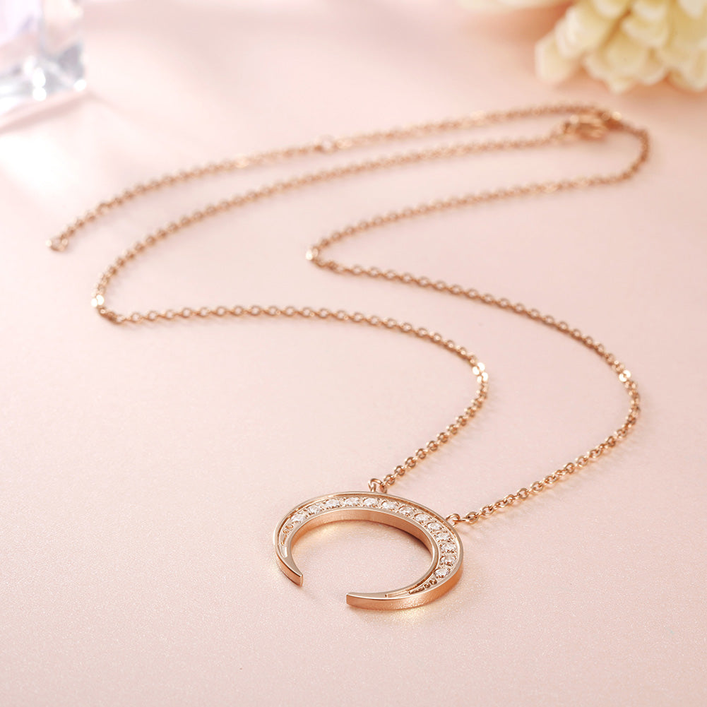 Moon Full Diamond Necklace-NSSN639ST