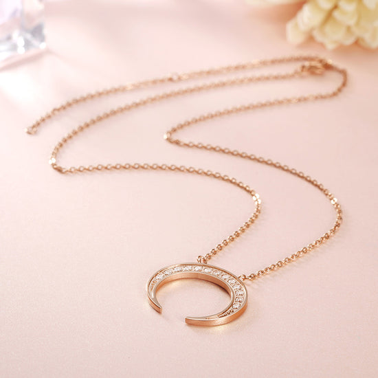 Moon Full Diamond Necklace-NSSN639ST