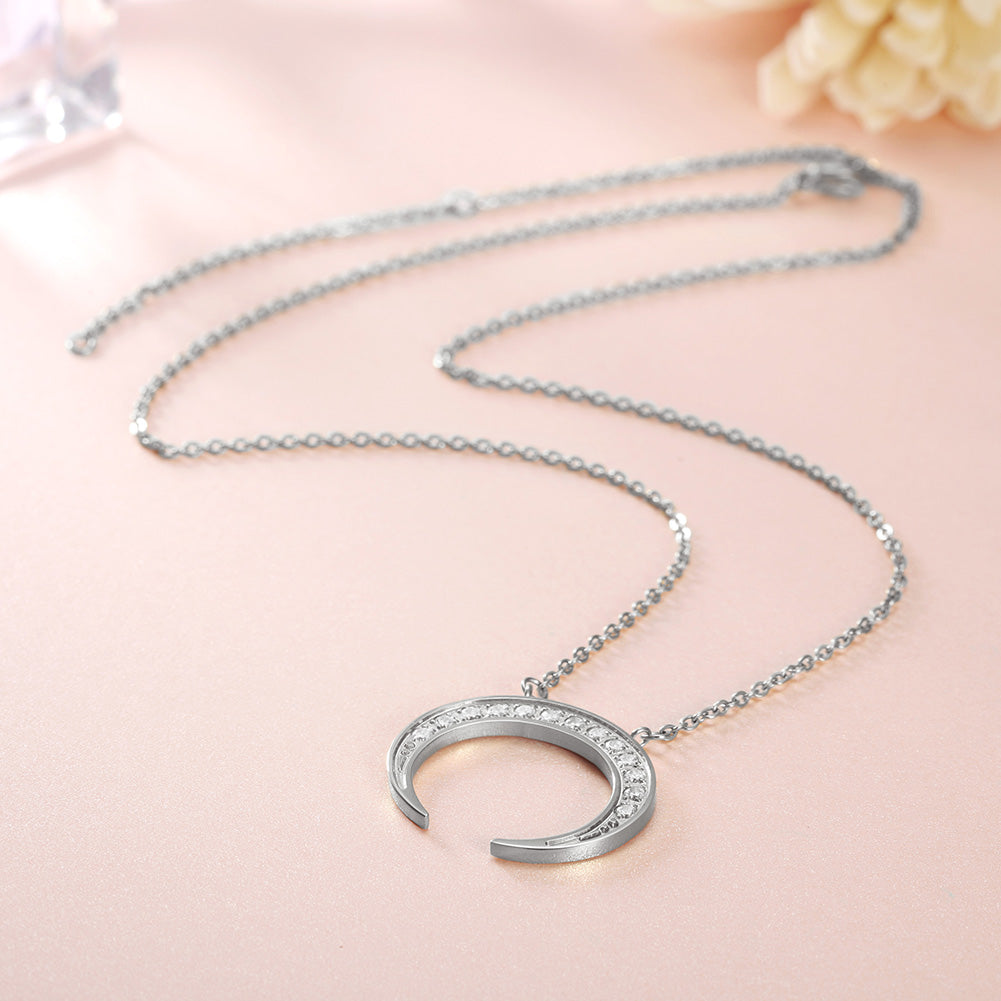 Moon Full Diamond Necklace-NSSN639ST