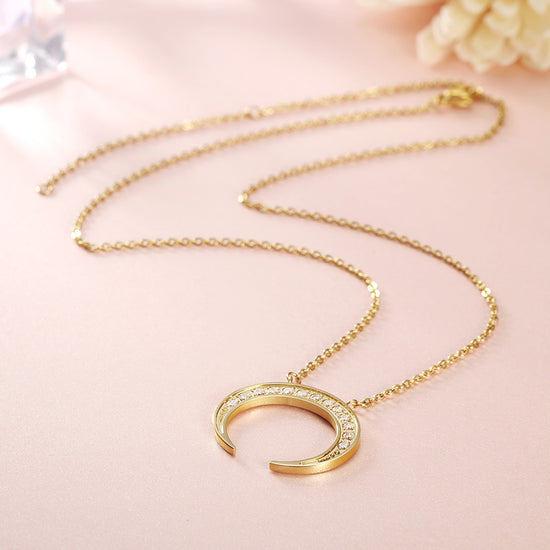Moon Full Diamond Necklace-NSSN639ST