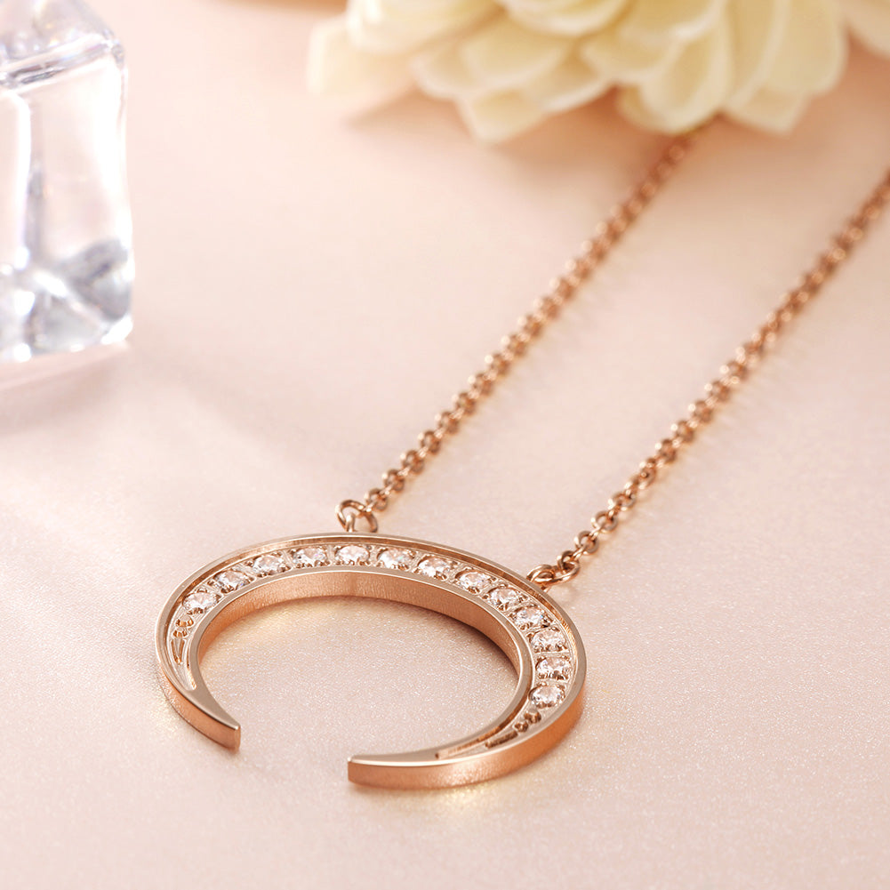 Moon Full Diamond Necklace-NSSN639ST
