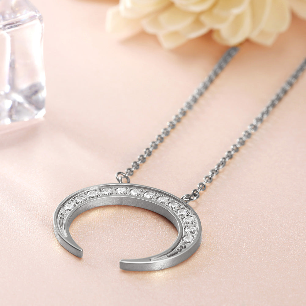 Moon Full Diamond Necklace-NSSN639ST