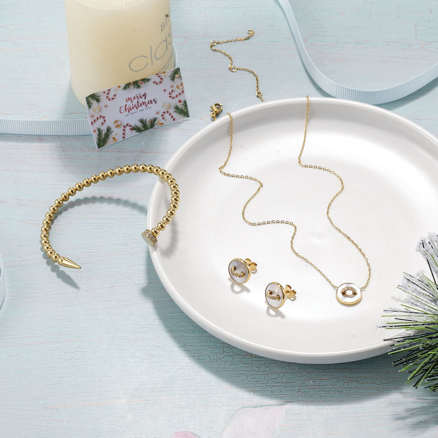White Shell Button Necklace