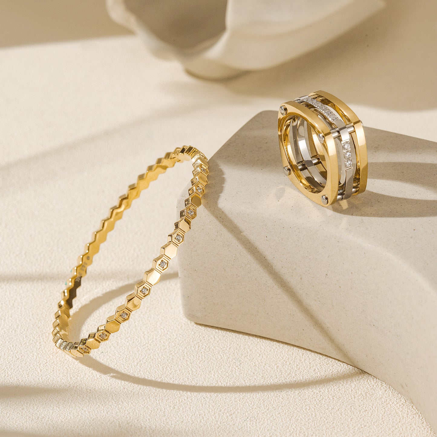 Bee My Love Half Pavé Bangle