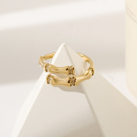 Load image into Gallery viewer, 14K Gold Bamboo Chic Stacking Ring
