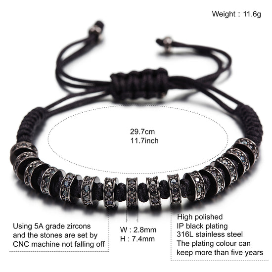 Black rope bracelet-NSB1437ST