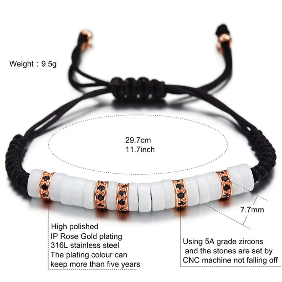 Black rope ring bracelet-NSB1438ST
