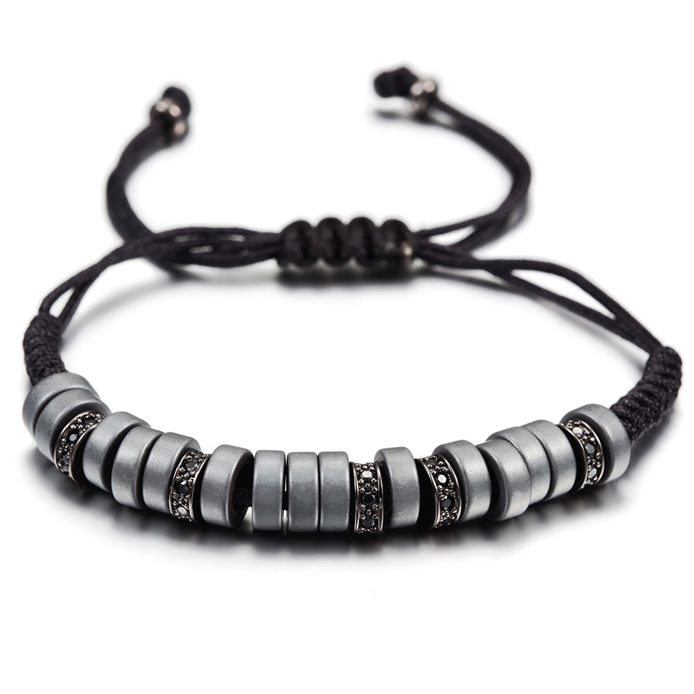 Black rope ring bracelet-NSB1438ST