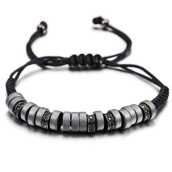 Black rope ring bracelet-NSB1438ST