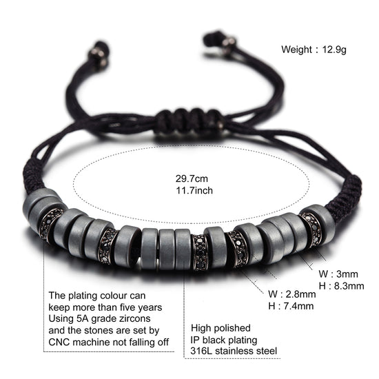 Black rope ring bracelet-NSB1438ST