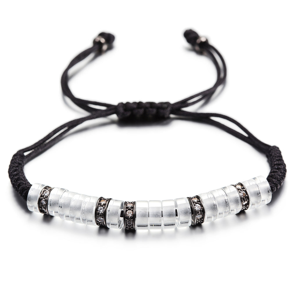 Black rope ring bracelet-NSB1438ST