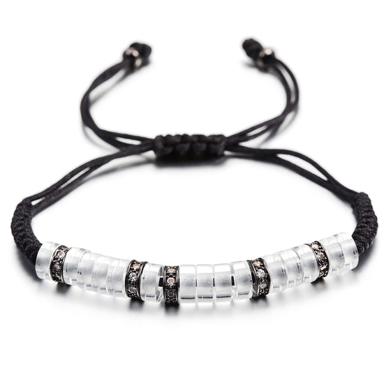 Black rope ring bracelet-NSB1438ST
