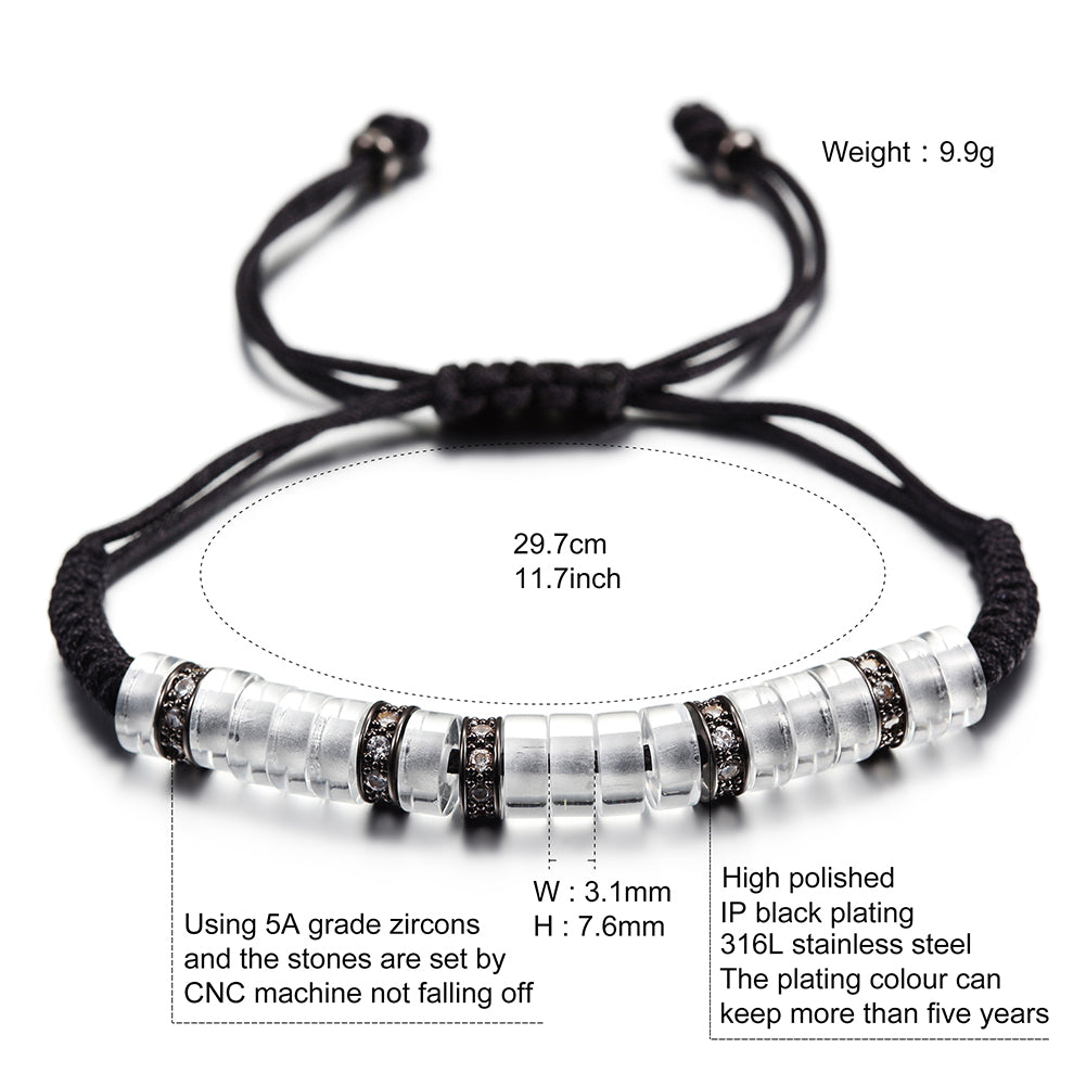 Black rope ring bracelet-NSB1438ST