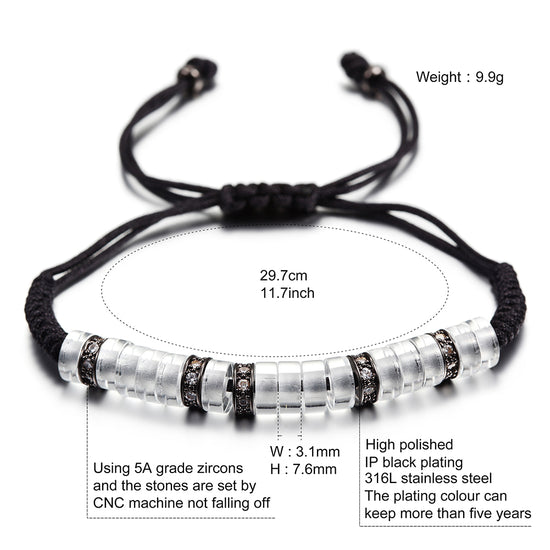 Black rope ring bracelet-NSB1438ST