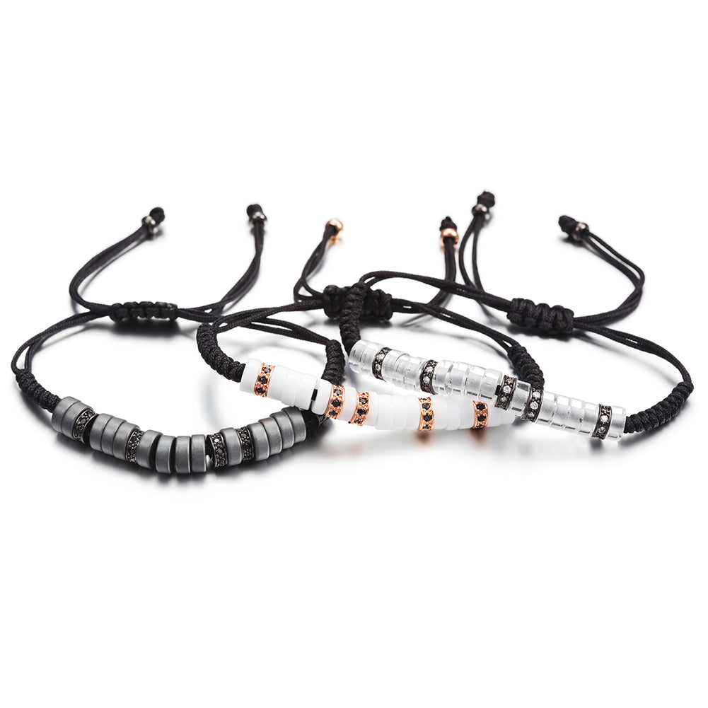 Black rope ring bracelet-NSB1438ST