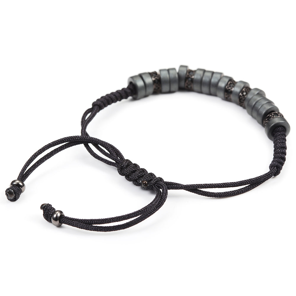 Black rope ring bracelet-NSB1438ST