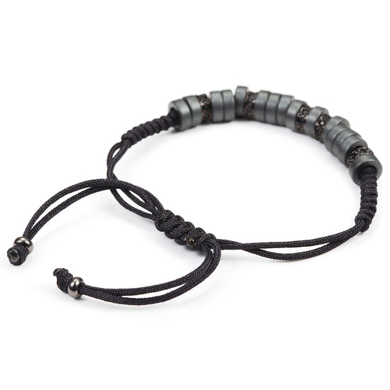 Black rope ring bracelet-NSB1438ST