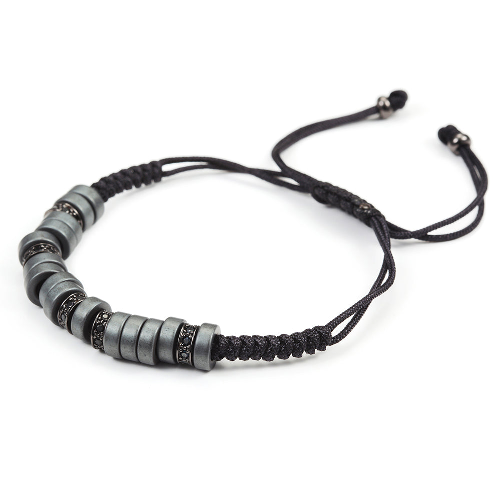 Black rope ring bracelet-NSB1438ST