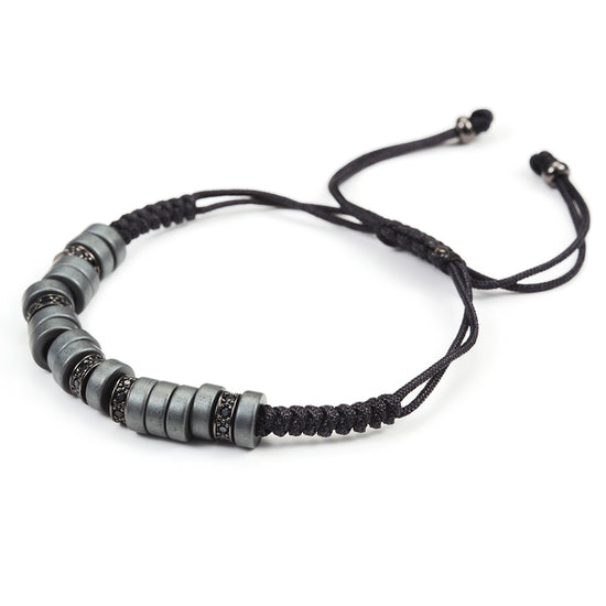 Black rope ring bracelet-NSB1438ST