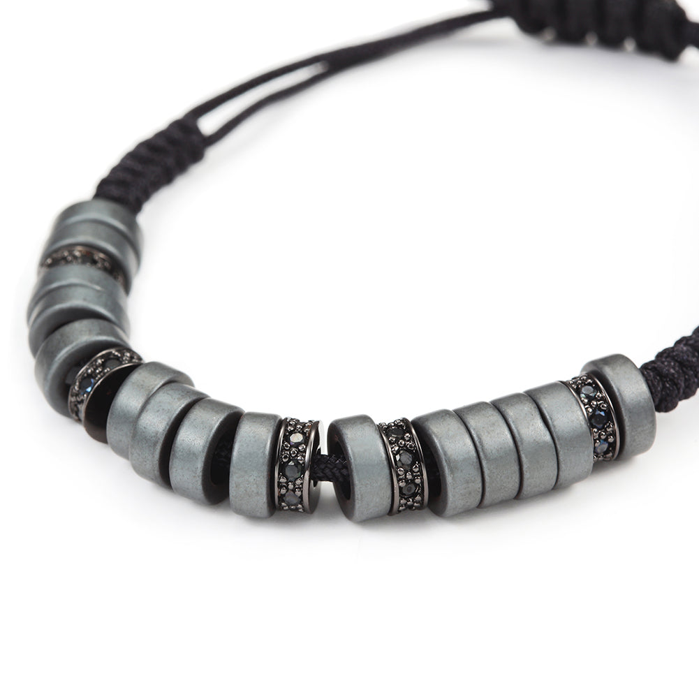 Black rope ring bracelet-NSB1438ST