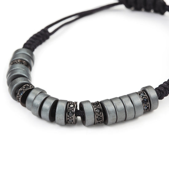 Black rope ring bracelet-NSB1438ST