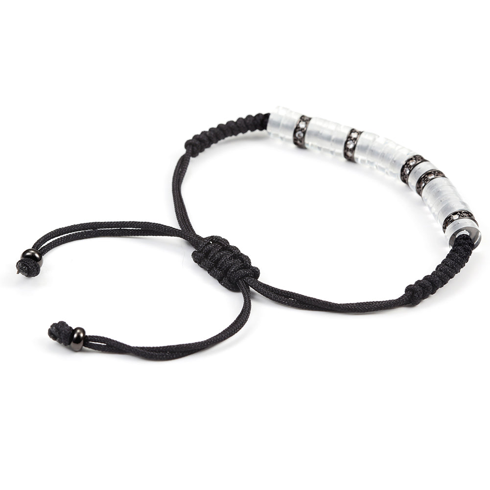 Black rope ring bracelet-NSB1438ST