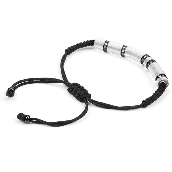 Black rope ring bracelet-NSB1438ST