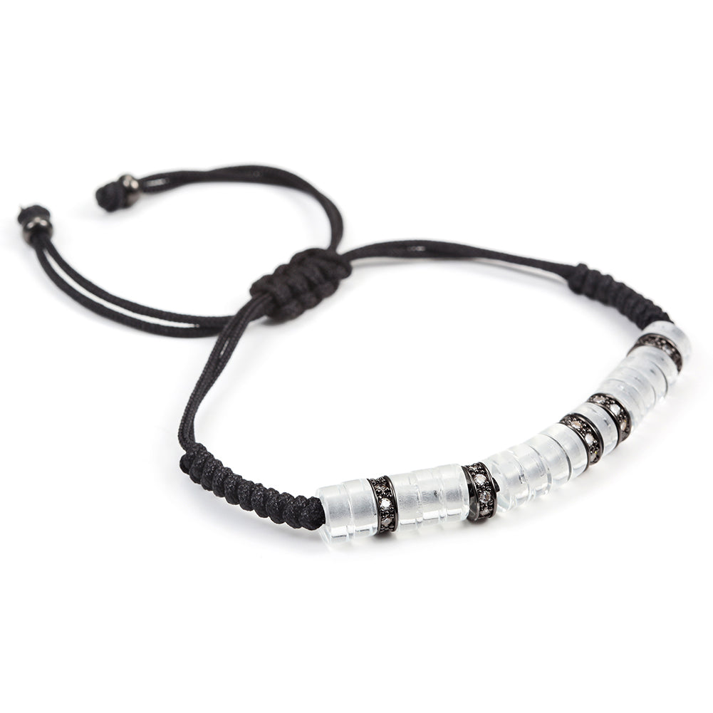 Black rope ring bracelet-NSB1438ST
