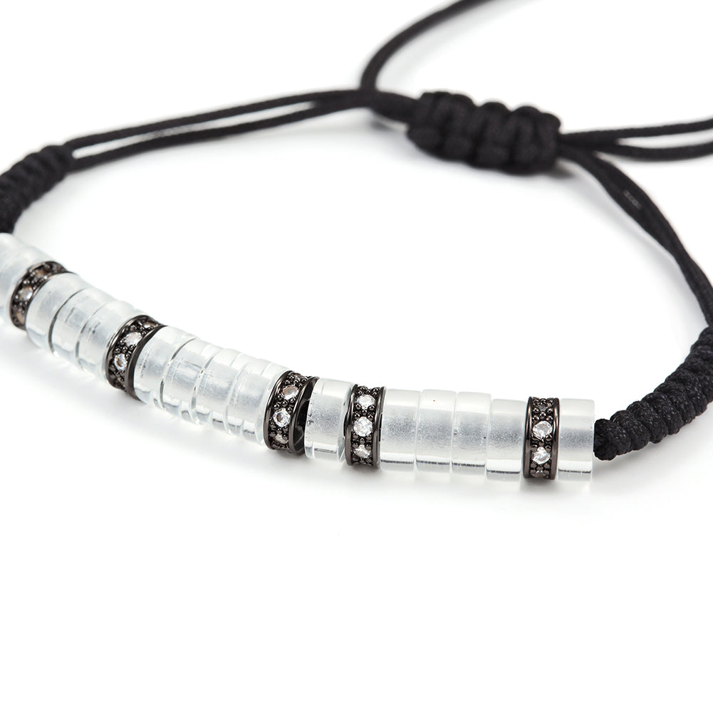 Black rope ring bracelet-NSB1438ST