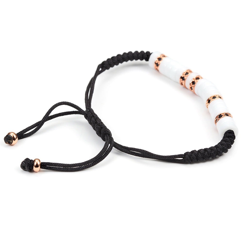 Black rope ring bracelet-NSB1438ST