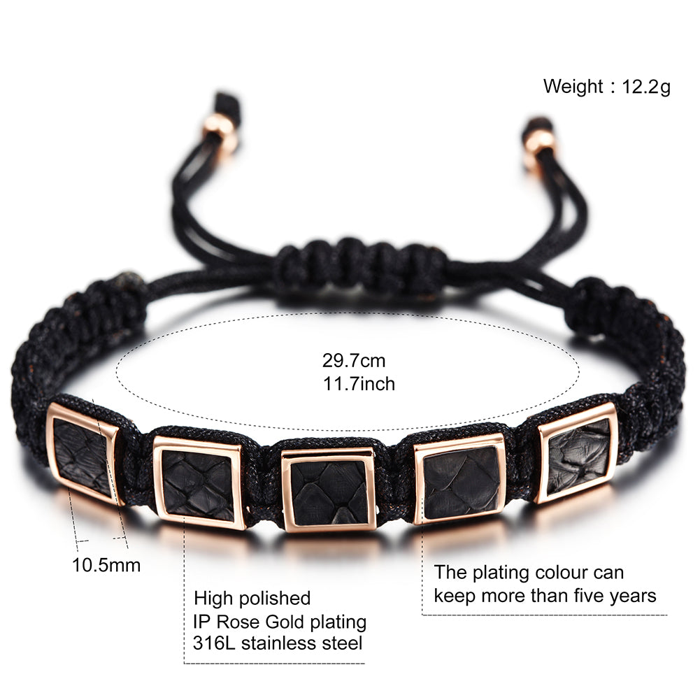 Black rope block bracelet-NSB1439ST