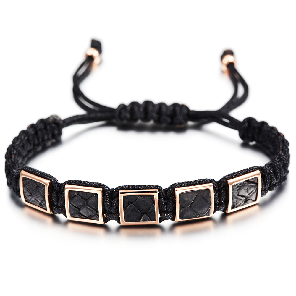 Black rope block bracelet-NSB1439ST