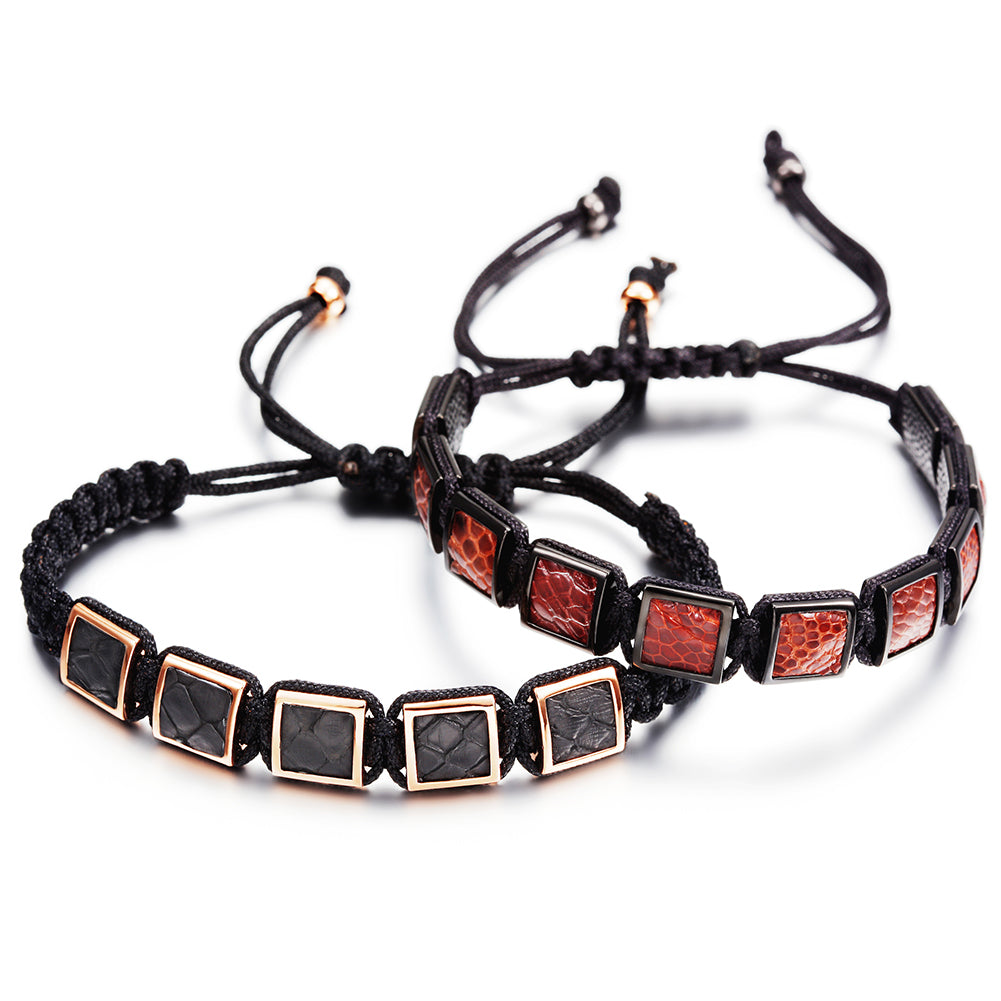 Black rope block bracelet-NSB1439ST
