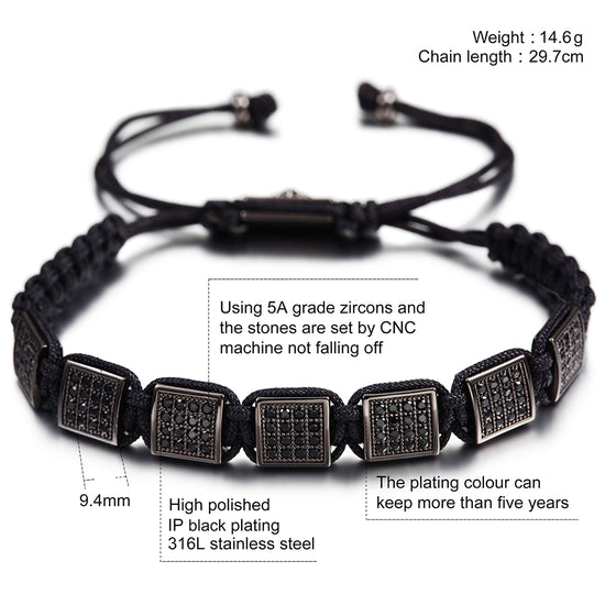 Black Rope Creative Block Bracelet-NSB1440ST