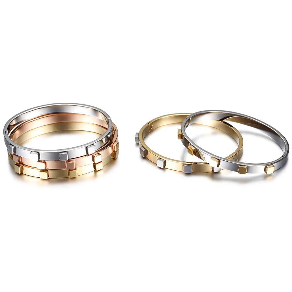 Circular block inlaid bracelet-NSB1446ST