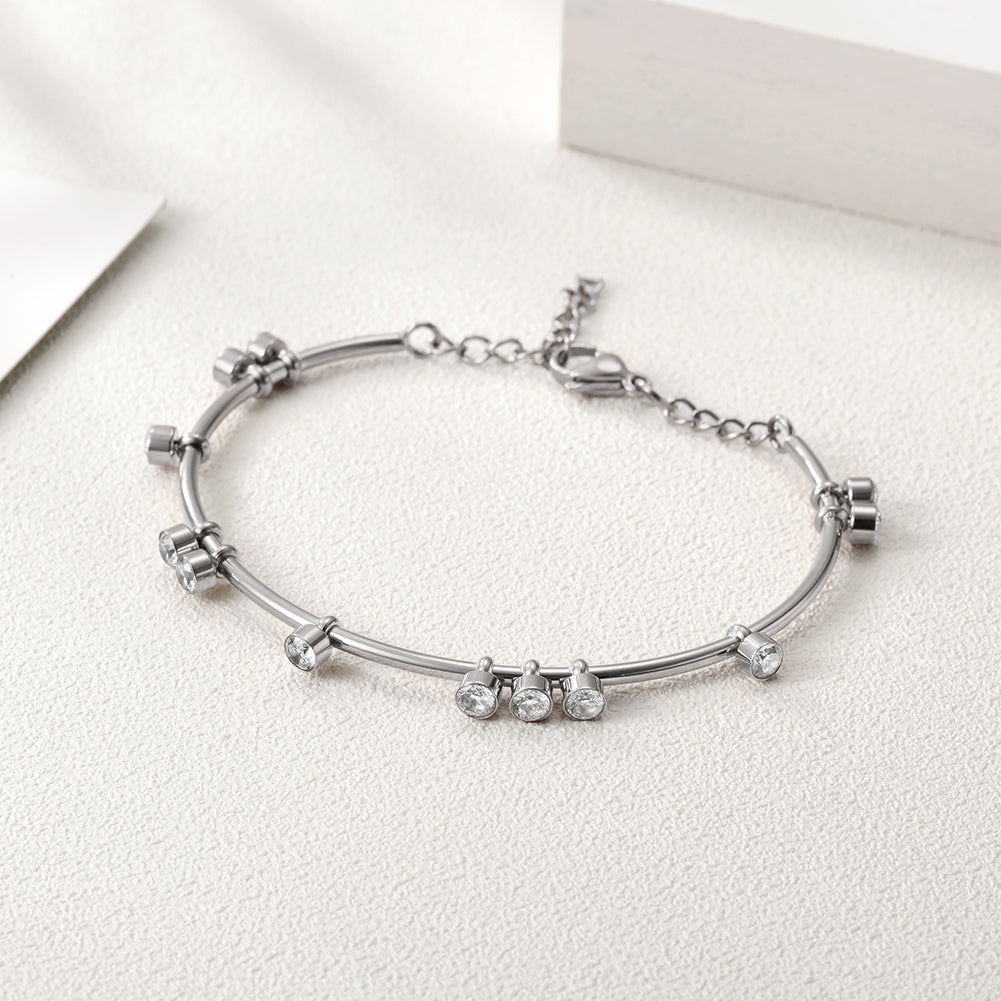 Round bar creative zircon bracelet-NSB1447ST
