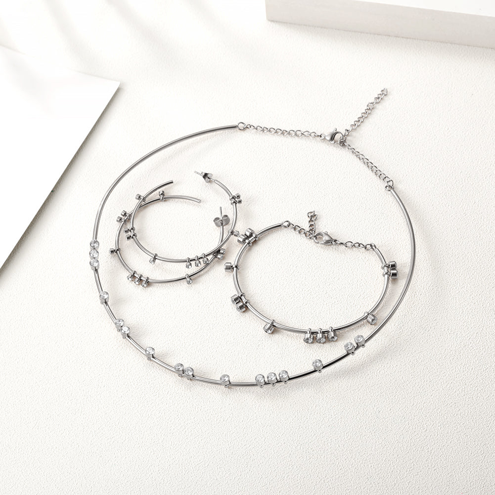 Round bar creative zircon bracelet-NSB1447ST