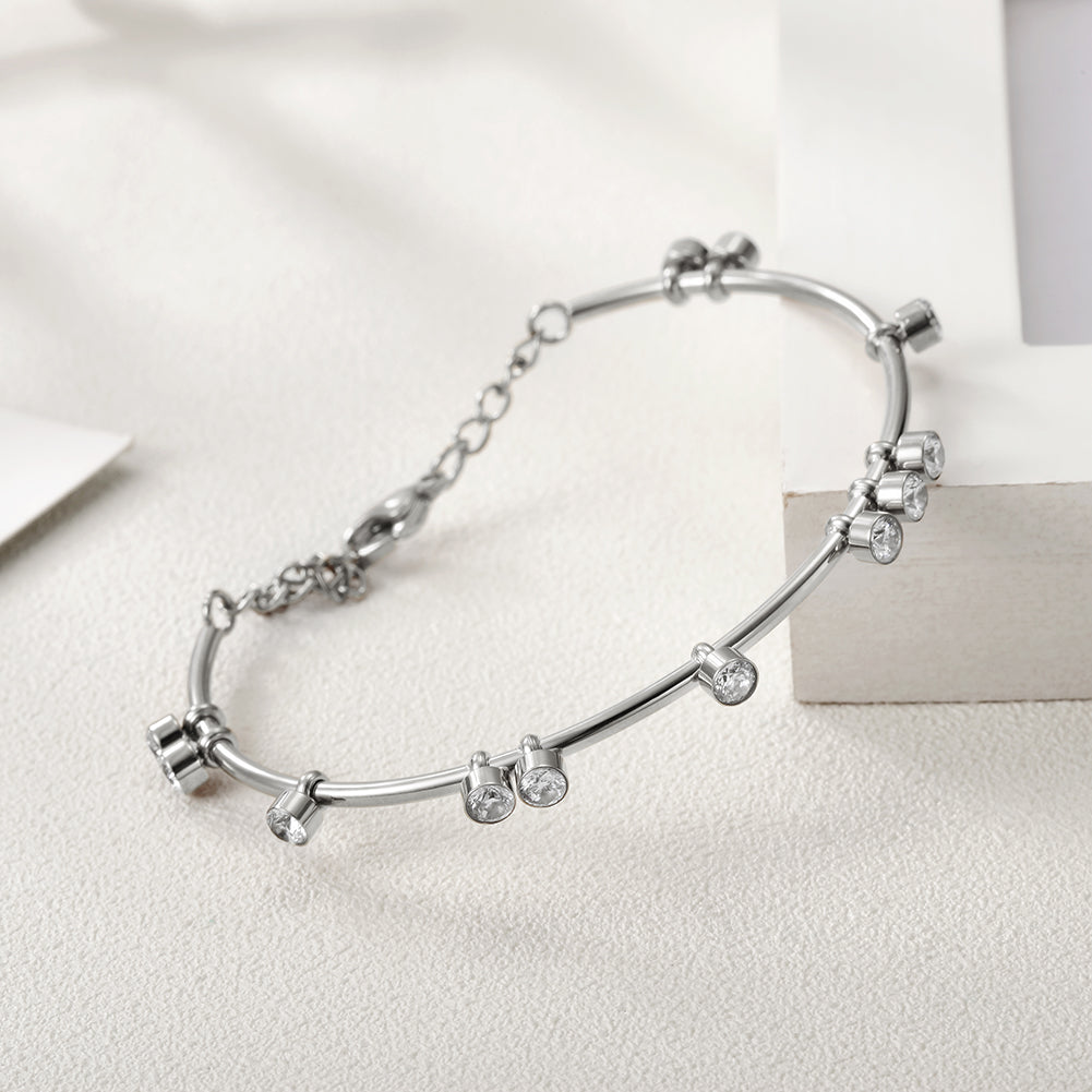 Round bar creative zircon bracelet-NSB1447ST